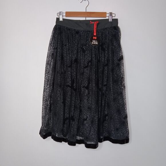 Hell Bunny Dresses & Skirts - Hell Bunny Tulle Skirt Womens Sz S Black Gothic Spider Web Goth Whimsy Edgy NWT